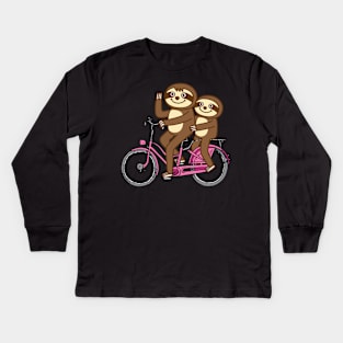 Sloths and bicycle Kids Long Sleeve T-Shirt